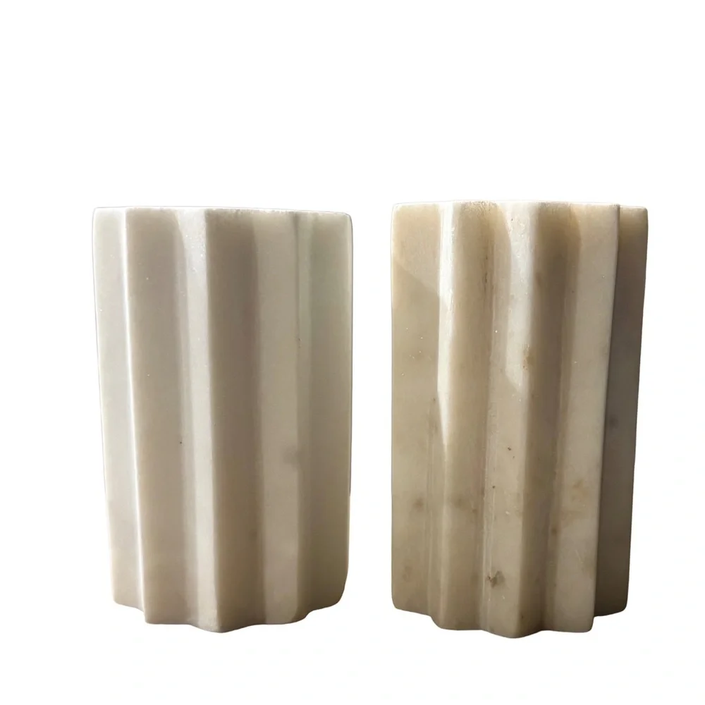 HUDSON GRACE NEW 2pc faceted marble salt & pepper shakers